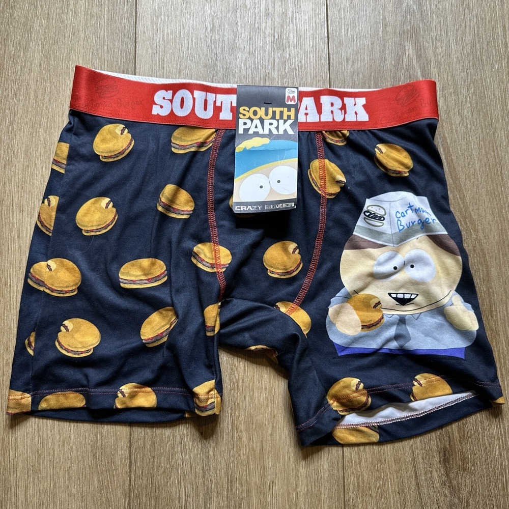South Park Cartman Burger Crazy Boxer Briefs‎ Novelty Underwear Mens Size Med 32